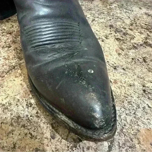 Dan Post Black Men’s Cowboy Boots 9D Western Pull On Boots Embroidered Rodeo - Picture 7 of 10